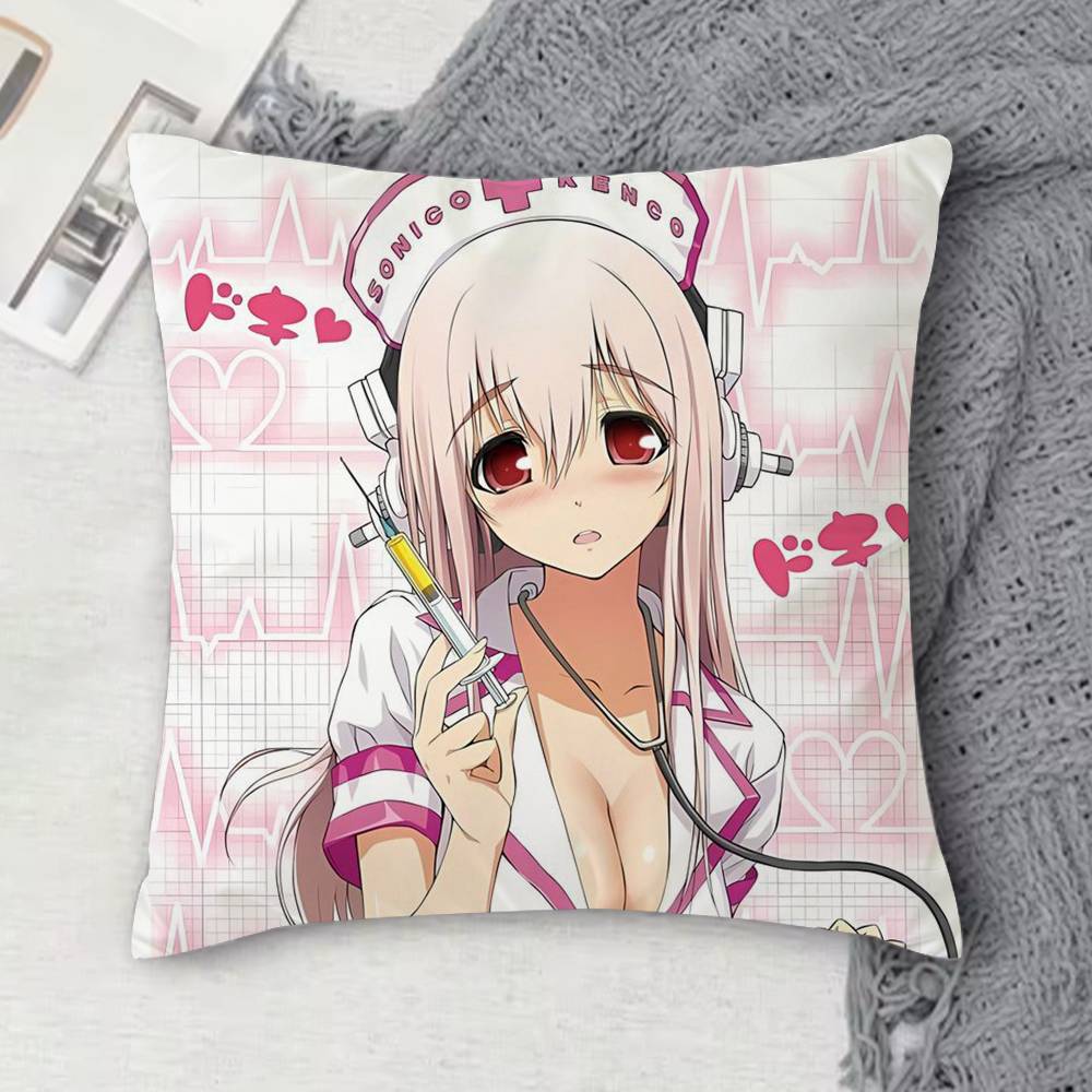 S-Super Sonico Double-Sided Printed Square Decorative Cushion Cover For Sofa Living Room Home Decor
