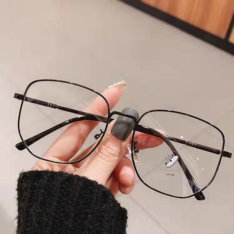 Student Glasses Frame Female Myopia Has Degree Anti-Blue Light, Large Metal Frame High-Value Flat Mirror