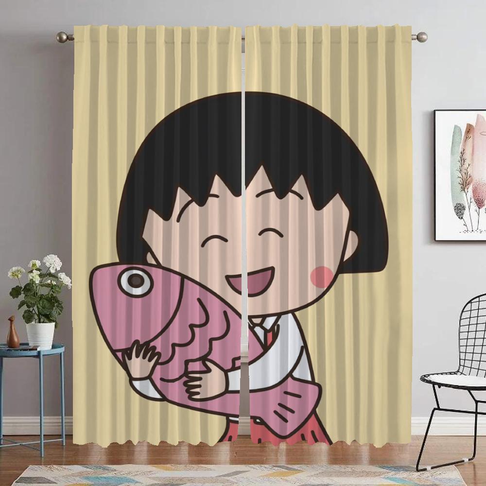 

Chibi Maruko-chan Shades Anti-mosquit Warms для гостиной Blackout Warms для комнаты 2 Panel Partition Decoration Halloween W60xH90cmx2pcs-CL