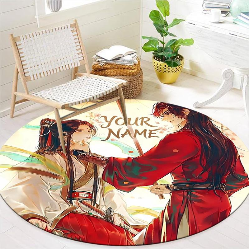 Cherry Blossom Romance Custom Name Round Area Rug Carpet Rug For Living Room Bedroom Sofa Playroom Decor Nonslip Floor Mat