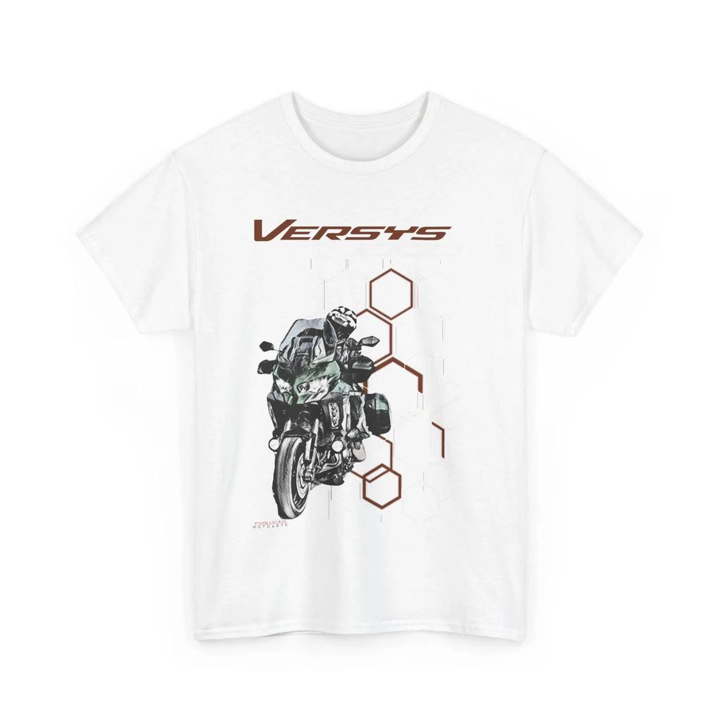 Moda Casual Harajuku Estiva 2026 Uomo e Donna T-shirt da Motociclista Stampata in Cotone Kawasaki Versys 1000