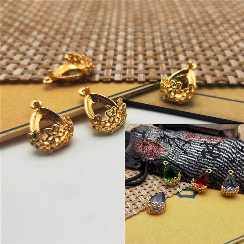 Water Drop Gemstone Setting Zinc Alloy Pendant Hairpin Ornament