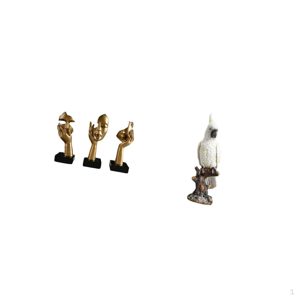 Resin Thinker Parrot Abstract Art Sculpture Tabletop Decoration for Office Living Room Bookshelf