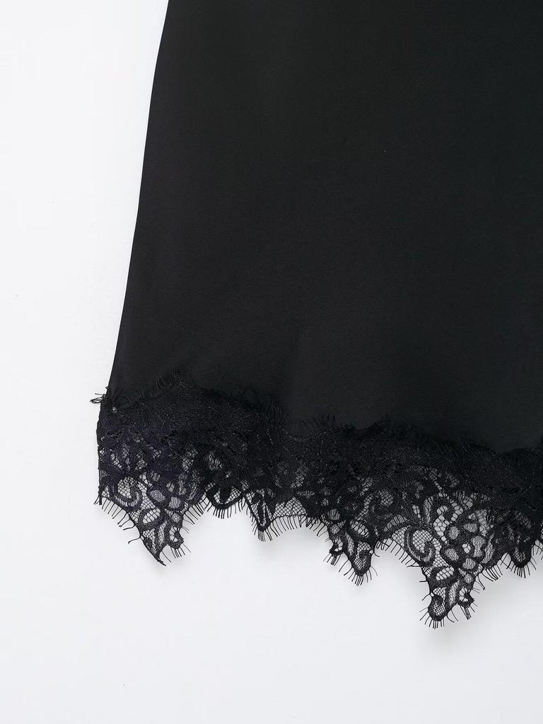 Women's Autumn Pure Desire Lace Trim Spaghetti Strap Dress