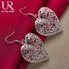 925 Sterling Silver Hollow Heart-shaped Flower Piercing Earrings Fashionable Wedding Jewelry
