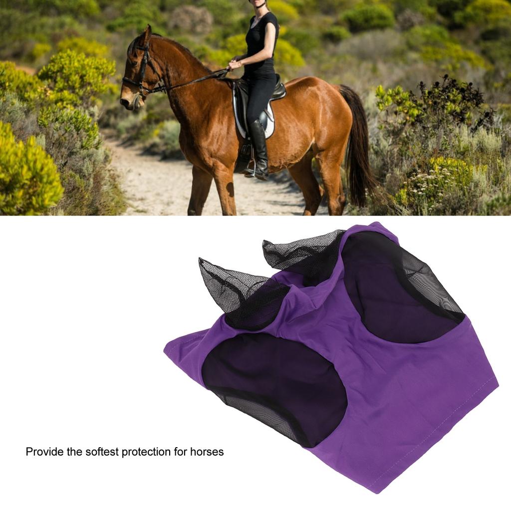 Breathable horsefly mask with ears, soft mesh plus adjustable lightweight design, equestrian riding, insect and UV protection