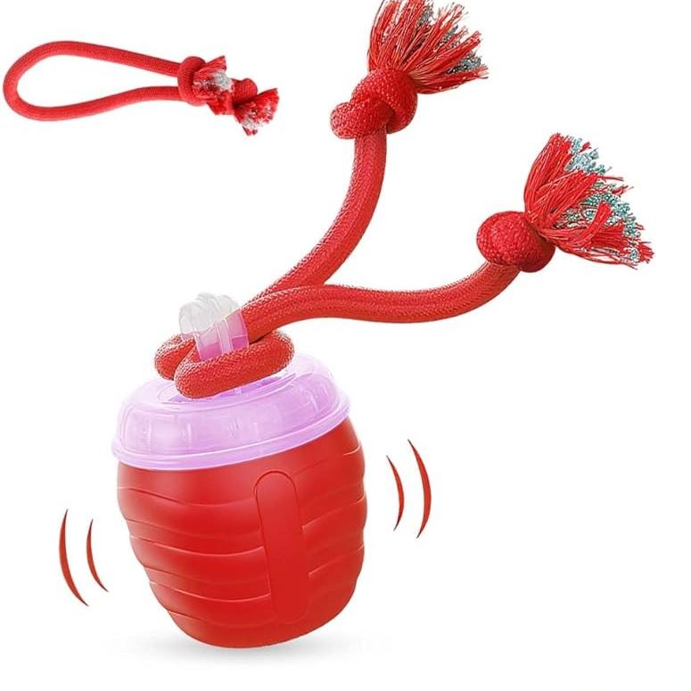 

Durable Interactive Dog Toy Electric Jumping Ball With 360° Smart Automatic Rolling Bouncing Chew Proof Ball For Aggressive Chewers червоний