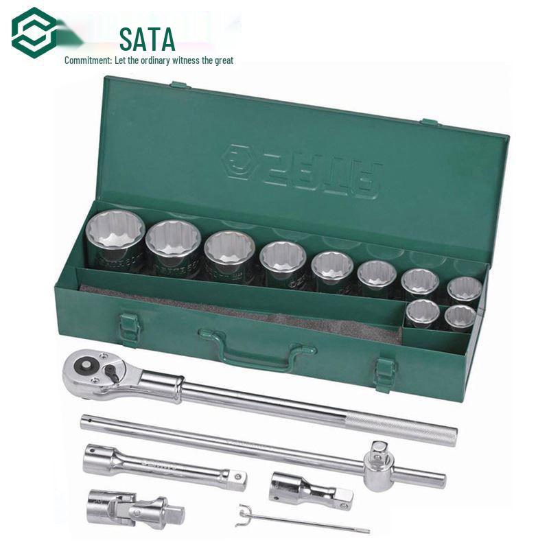 SATA Tools 15-piece/26-piece 19mm 12-point Ratchet Wrench & Socket Set 09015/09016 15-piece Set, 12-point Ratchet Wrench