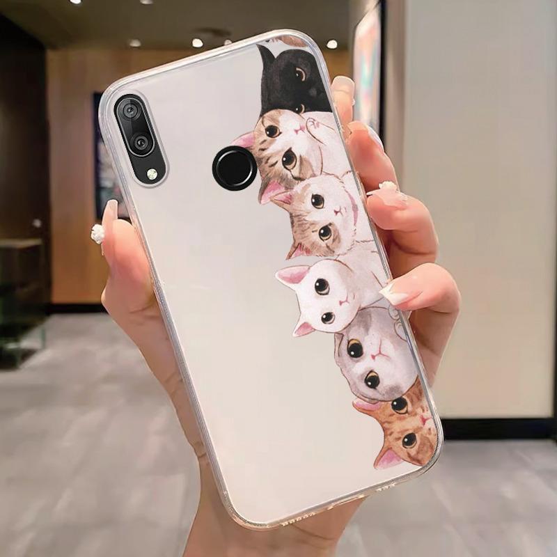 For Huawei Y7 Prime 2019 Y7 Pro 2019 P Smart Z Honor 9X Case Phone Cover Oil Butterfly Flower Heart Clear Bags Fundas Silicone