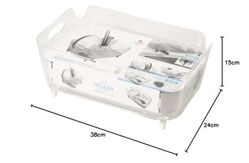 Pearl Metal Dish Drainer Rack Set (Clear), 38cm Wide X 24cm Deep X 15cm High, Acrylic, HB-3731