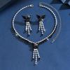 Cute and Sweet European and Sparkling Diamond tassel Butterfly Necklace Earrings
