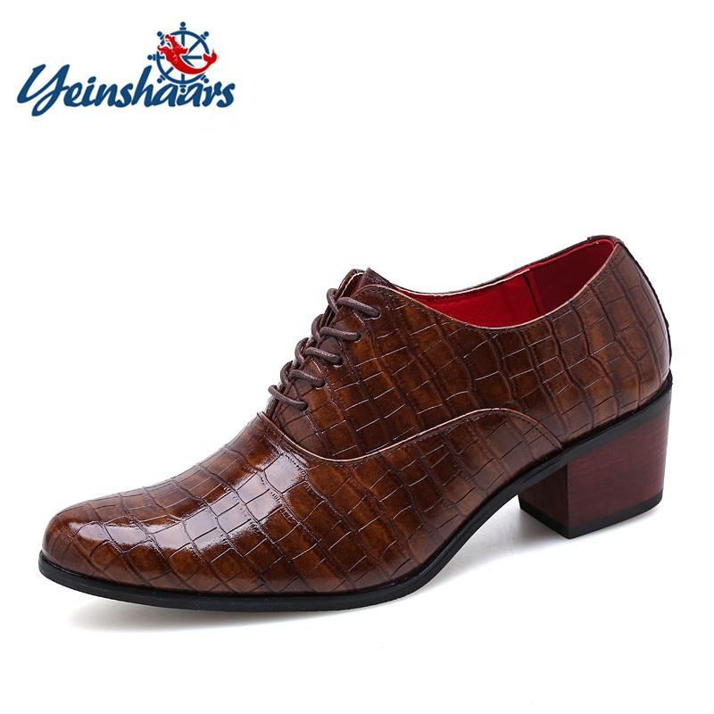 Fashion New Crocodile Increase Men's Heel Shoes Formal Leather Brown Men Loafers Dress Shoes Fashion Mens Casual Shoes Zapatos Hombre