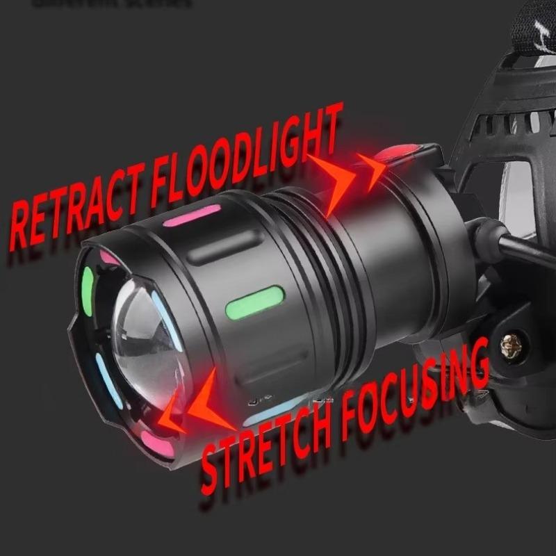 High-Power LED Headlight USB Charging Zoom Head Flashlight Waterproof Lantern Outdoor Camping Fishing Waterproof