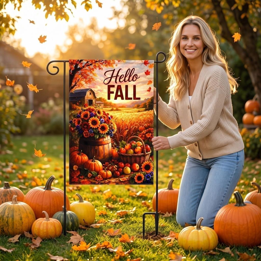 Fall Garden Flag Double-Sided Seasonal Decor for Outdoor Indoor Yard