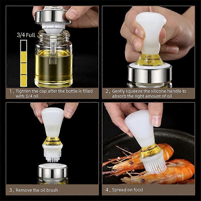 Silicone Glass Oil Bottle With Brush Grill Oil Brushes Liquid Oil Pastry Kitchen Baking BBQ Tool Kitchen Tools