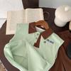 Adorable Children's Summer Outfit Set With Embroidered Sleeveless Polo Shirt And Shorts