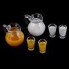 1:12 Dollhouse Miniature Accessories Mini Juice Jug Cup Set Simulation Drink Milk  Model Toys for Doll House Decoration