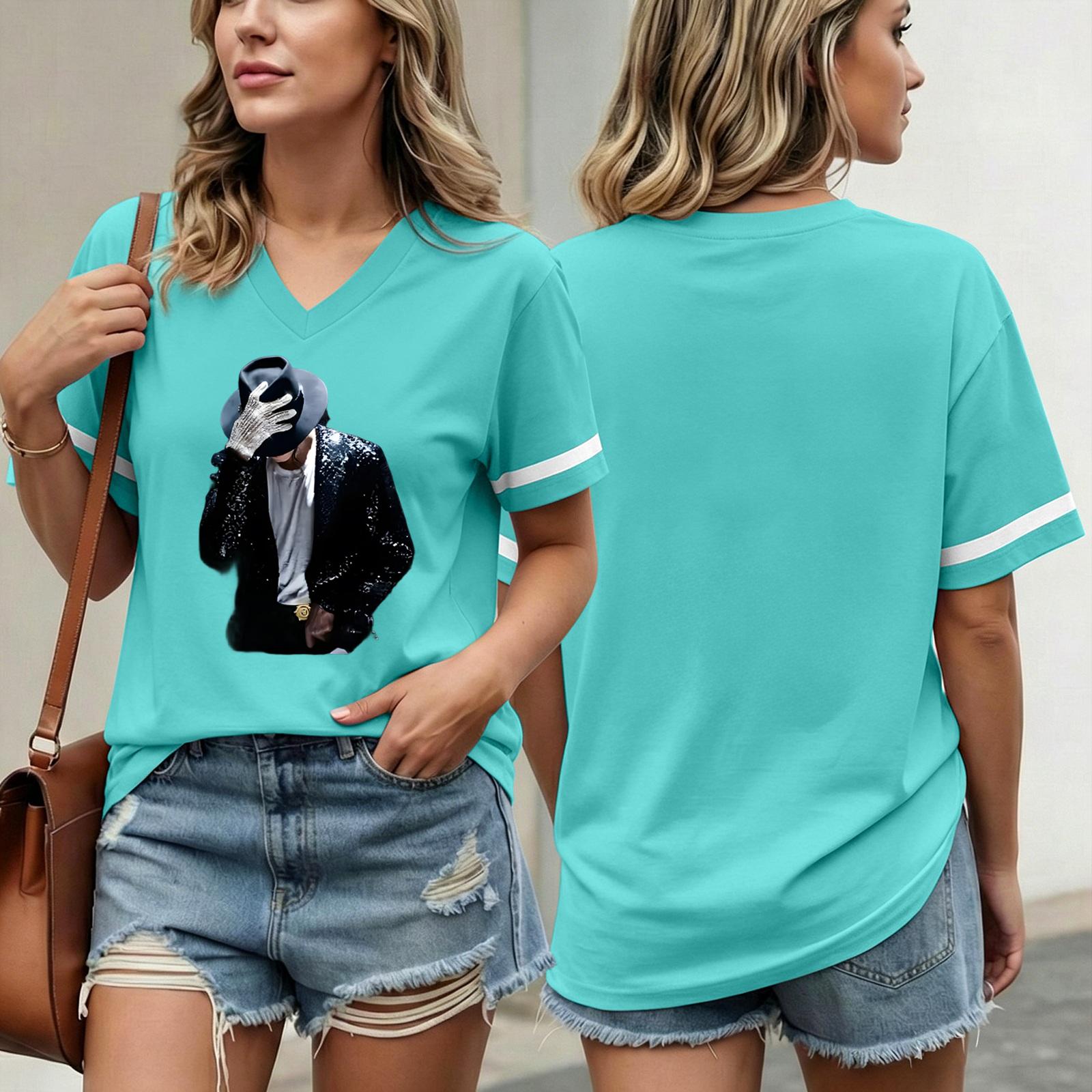 

Women s Casual Short Sleeve V Neck T Shirt with Graphic Print Lightweight Soft Fabric Comfortable Fit for Everyday Wear XXL циан