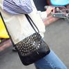 Soft Washing PU Leather Shoulder Bags for Women Black Color Rivet Handbag Crossbody Purse Female Flap Messenger Bags