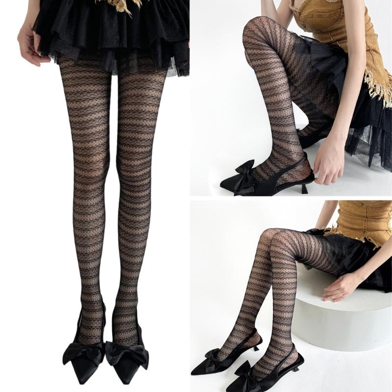 Women Lace Patterned Tights Fishnet Stockings Pantyhose Patterned Net Stockings Pantyhose for Raves Party Club