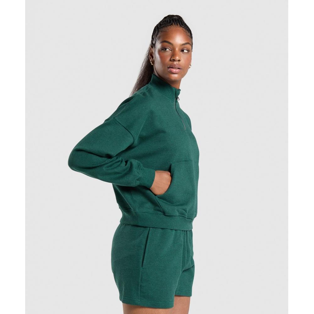 Gymshark Rest Day Sweats 1 2 Zip Pullover Bros Bold Teal Marl B3a9j Tbrq