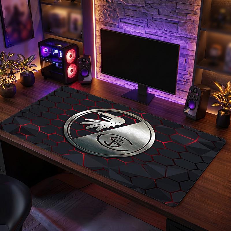 SC Freiburg FC Theme Pattern Mouse Pad, Soccer Logo Design XXL Gaming Desk Mat Non-Slip Computer Mouse Pad