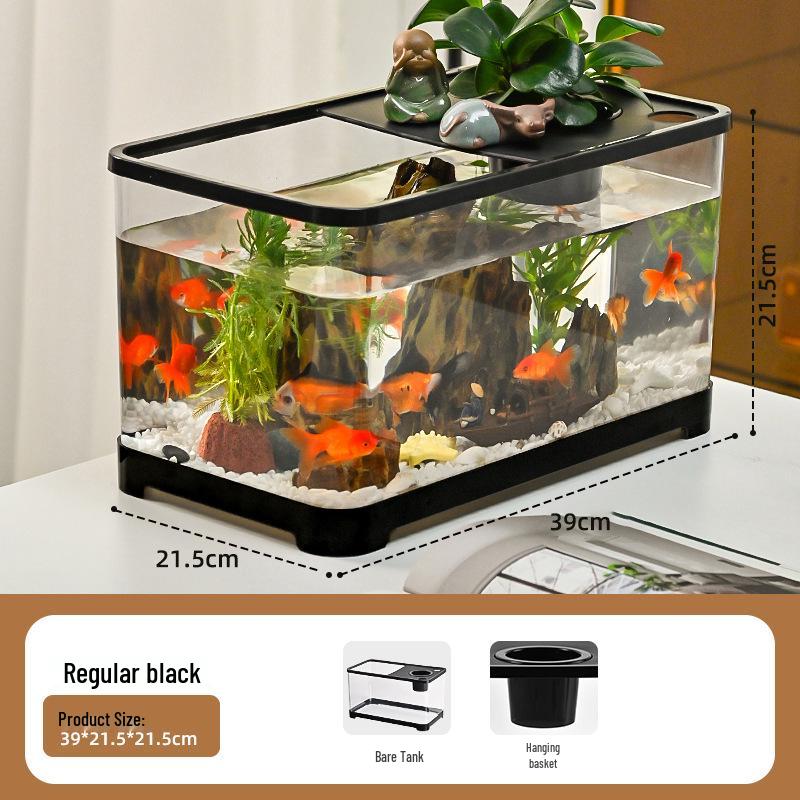Transparent Plastic Desktop Goldfish Tank for Home Decor - Small & Medium Sizes Available