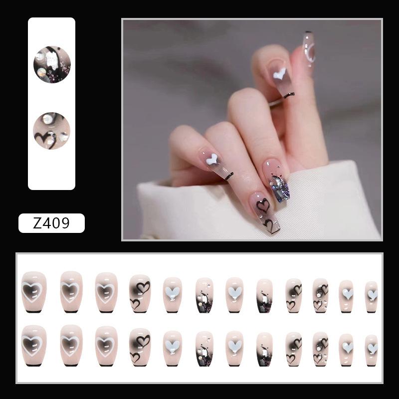 

Таинственный короткий балетный ноготь с бриллиантами, черная любовь, размазывание, накладной маникюр, заплатка, готовый ноготь