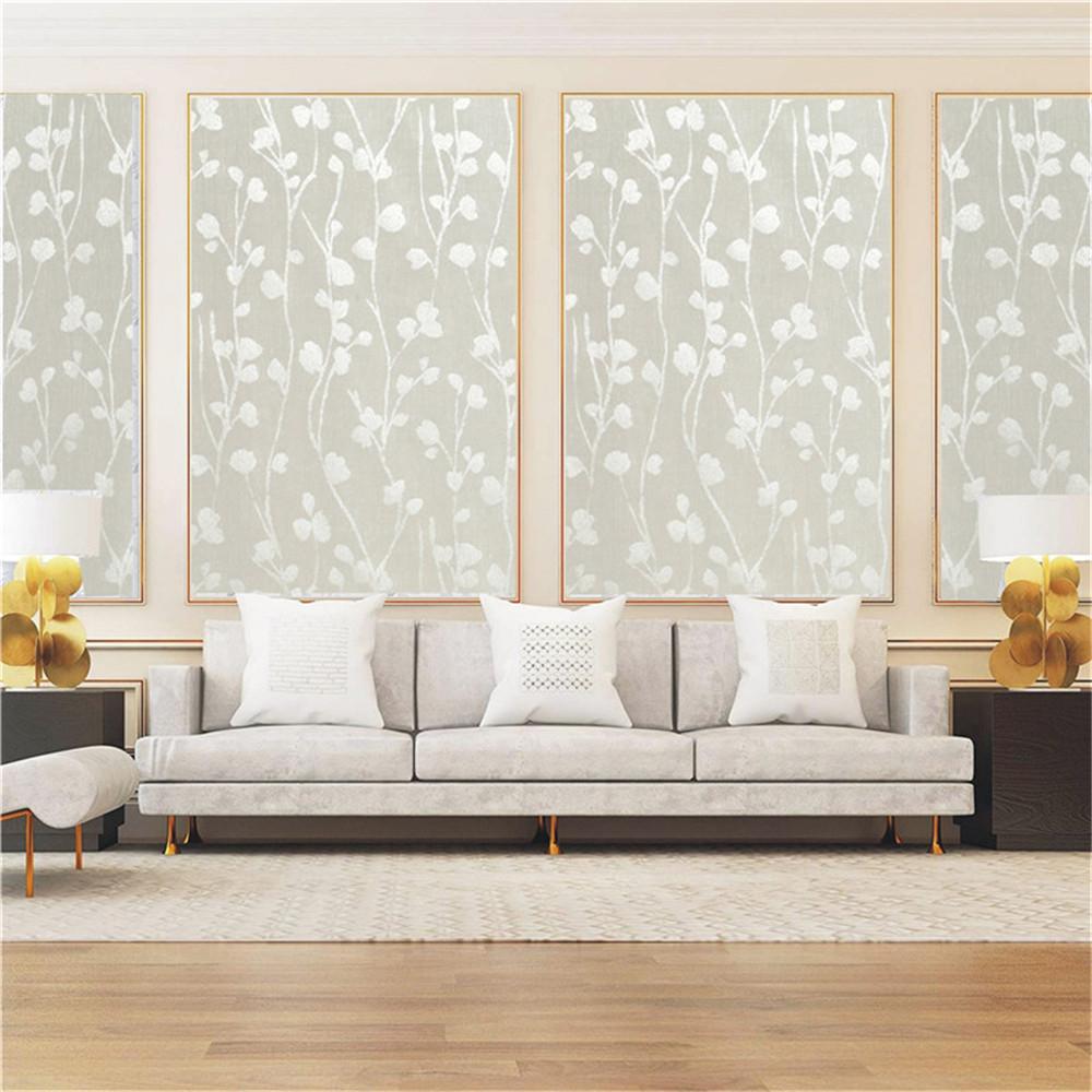 Off-white Leaves Peel and Stick Wallpaper White Color Contact Paper Stripe Self-Adhesive Wallpaper Removable Waterproof Decor