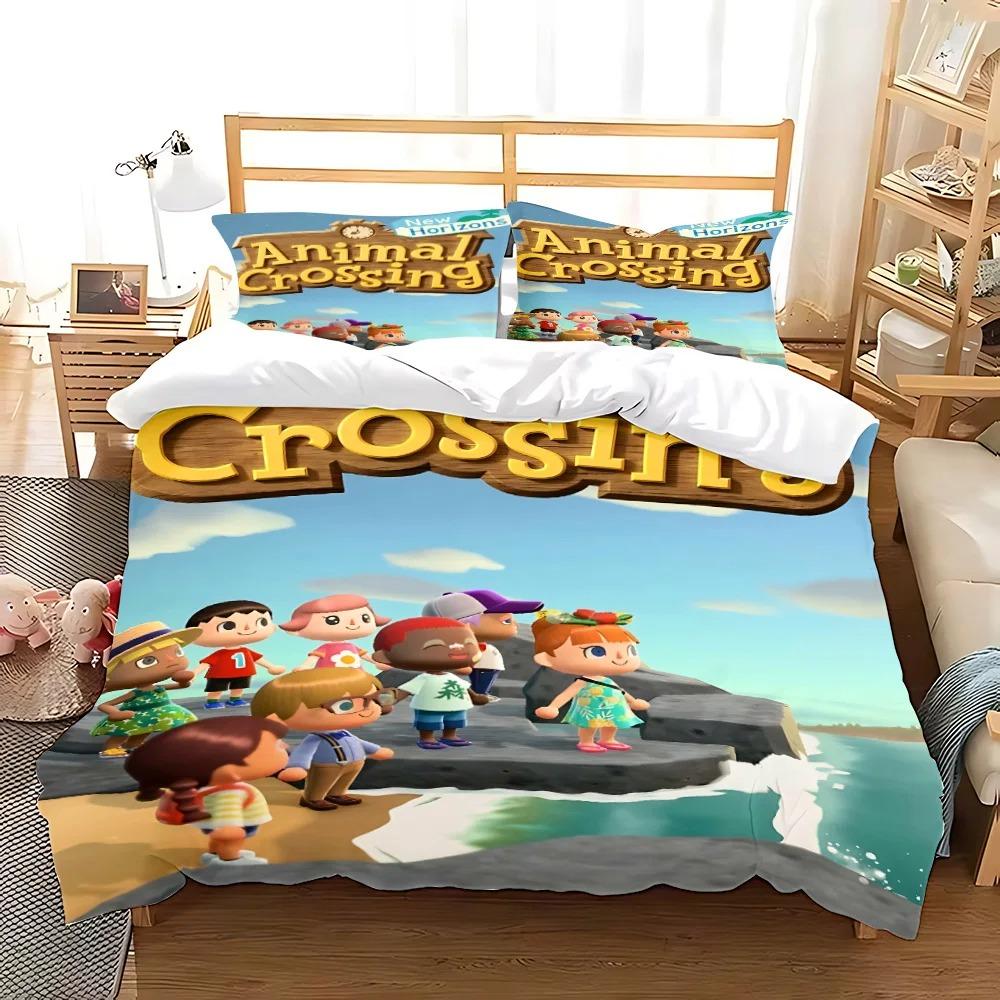 Cartoon Duvet Cover Pillowcase Animal Crossing Bedding Set Boys Girls Bedroom Decoration kids Gift Single Double King Size