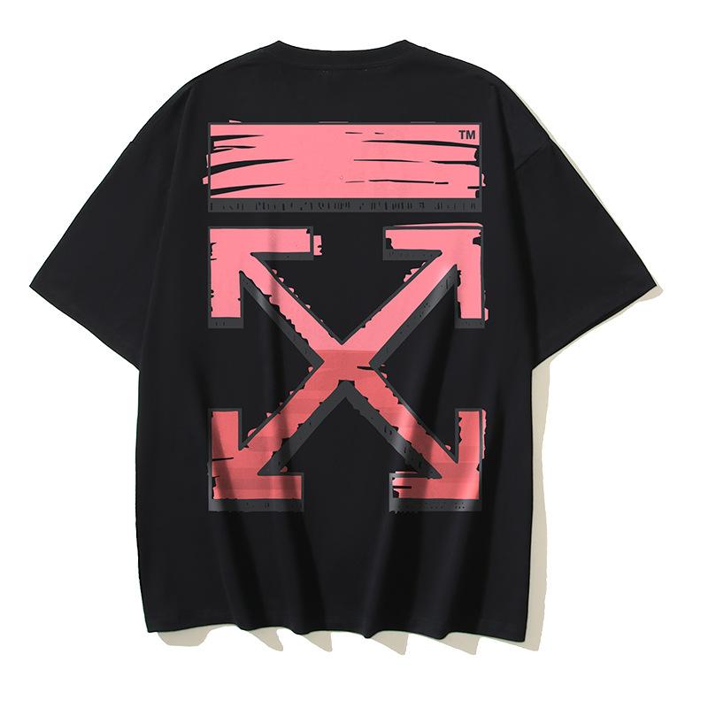 Off-White 2026 Summer New Graffiti Arrow Pattern Printed Short Sleeved T-shirt for Men and Women