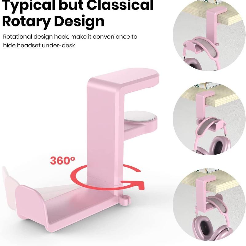 1Pcs 360 Degree Rotating Headphone Holder No Punch Table Clip Hook Earphone Holder Miscellaneous Storage Hanging