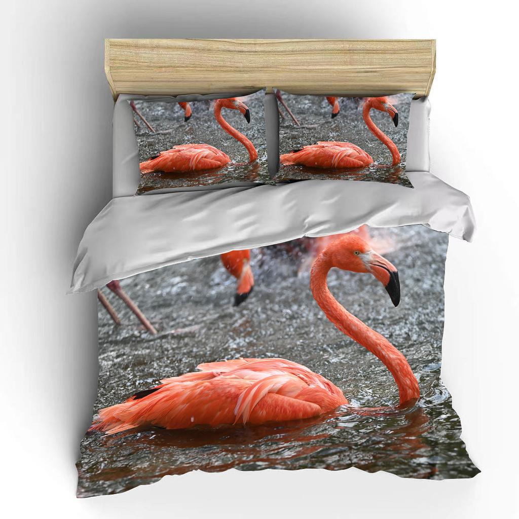 Flamingo cartoon cute bear kawaii Christmas gift king size double bed bedding set microfiber or polyester duvet cover set