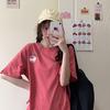 New Summer Loose Korean Version of Peach Letter Printing Simple Medium and Long Short-sleeved T-shirt Top Women's Trend