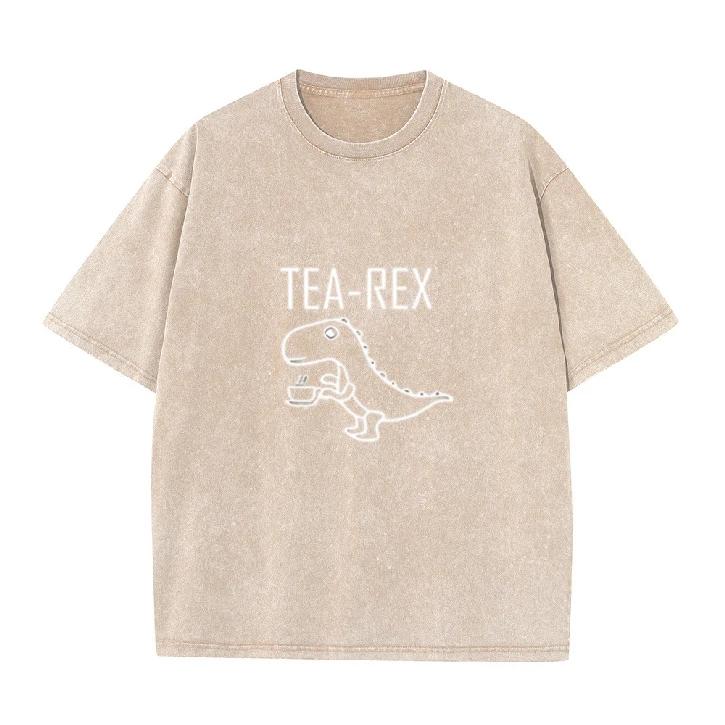 

TeaRex Funny TRex Dinosaur Graphic TShirt Vintage Washed Oversized Cotton Tee Streetwear Tops S