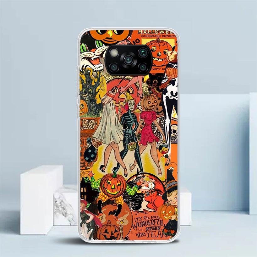Halloween Fall Art Witch Cat Phone Case For Xiaomi Poco F7 Ultra X5 X6 X7 Pro M7 Redmi 15C 15 13C 13 12C 12 10C 10 10A 9 9C 9A 9