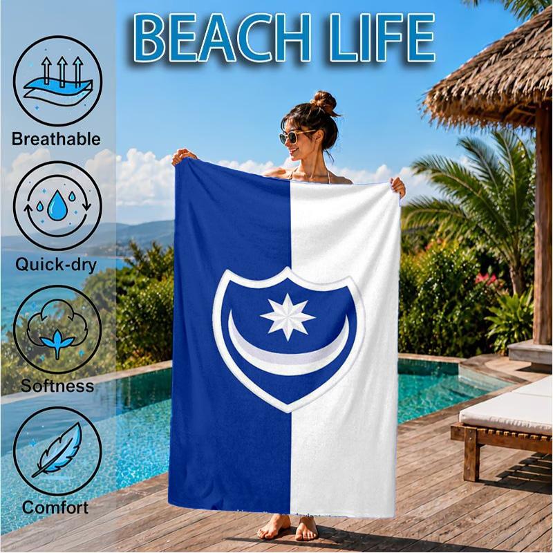 Asciugamano da Spiaggia in Microfibra con Stemma FC Ports, Morbido e Assorbente, Asciugatura Rapida, Ideale per Viaggi Estivi, Essenziale per la Spiaggia, Piscina