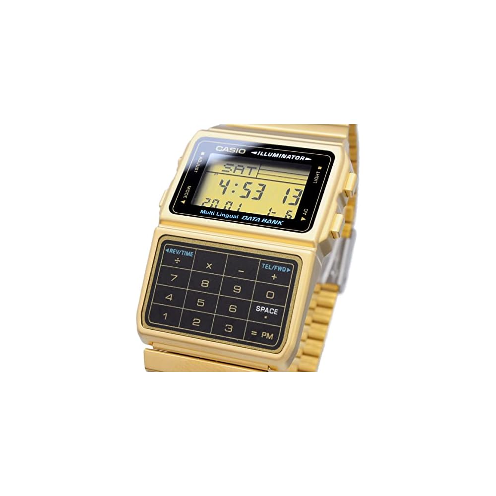 Casio Data Bank DBC-611G-1 Digital Watch Men's Gold Black Stainless Steel