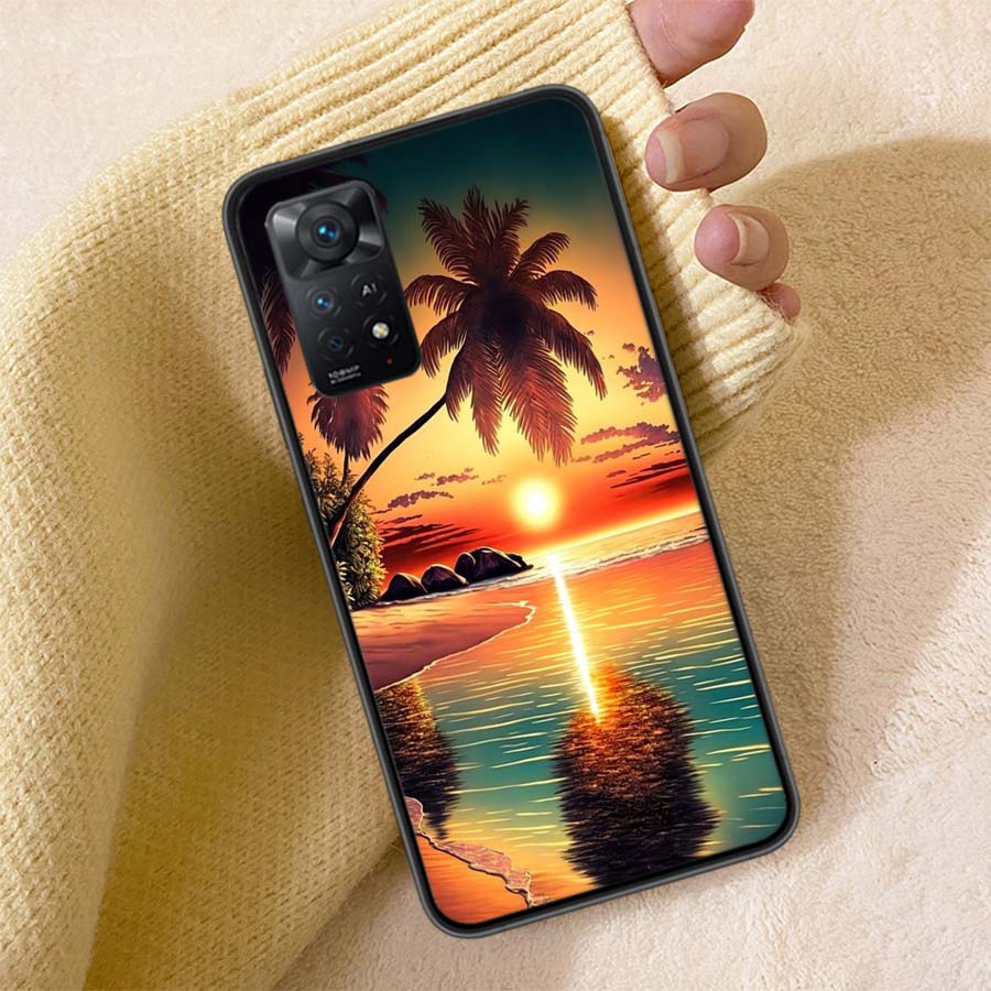 Beautiful Seaside Coconut Trees Phone Case For Redmi Note 13 14 15 Pro Plus 12 13C 12C 15C 9 10 10C 9T 9C 9A TPU Soft Cover Clea