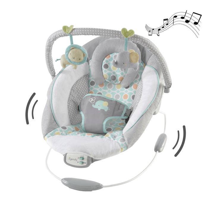 INGENUITY Baby Bouncer-Morrison- Removable Arch with Developmental Toys, 8 Melodies, Soothing Vibrations, Baby Gift