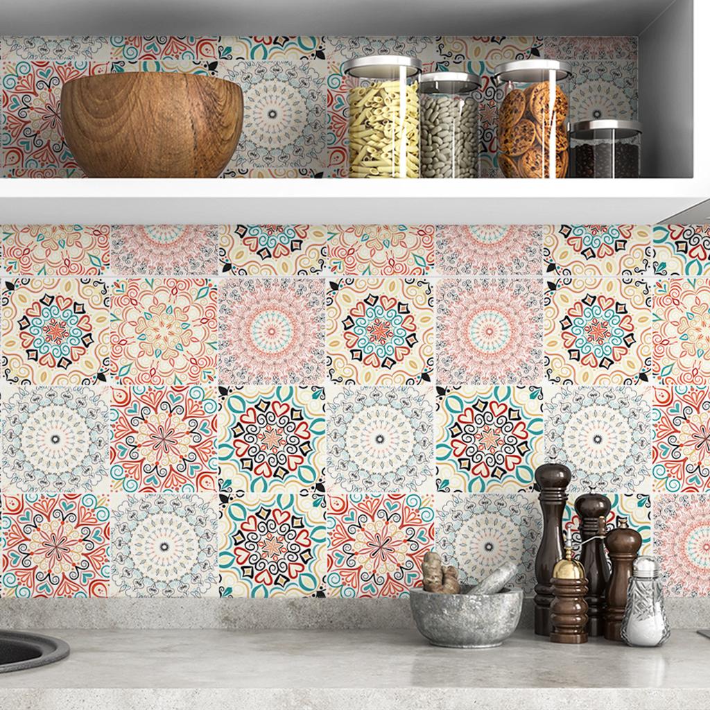 Mediterranean Style Pattern Thickened Anti-Fouling Kitchen Sticker Beautified Decorative Sticker Self-Adhesive Wallpaper