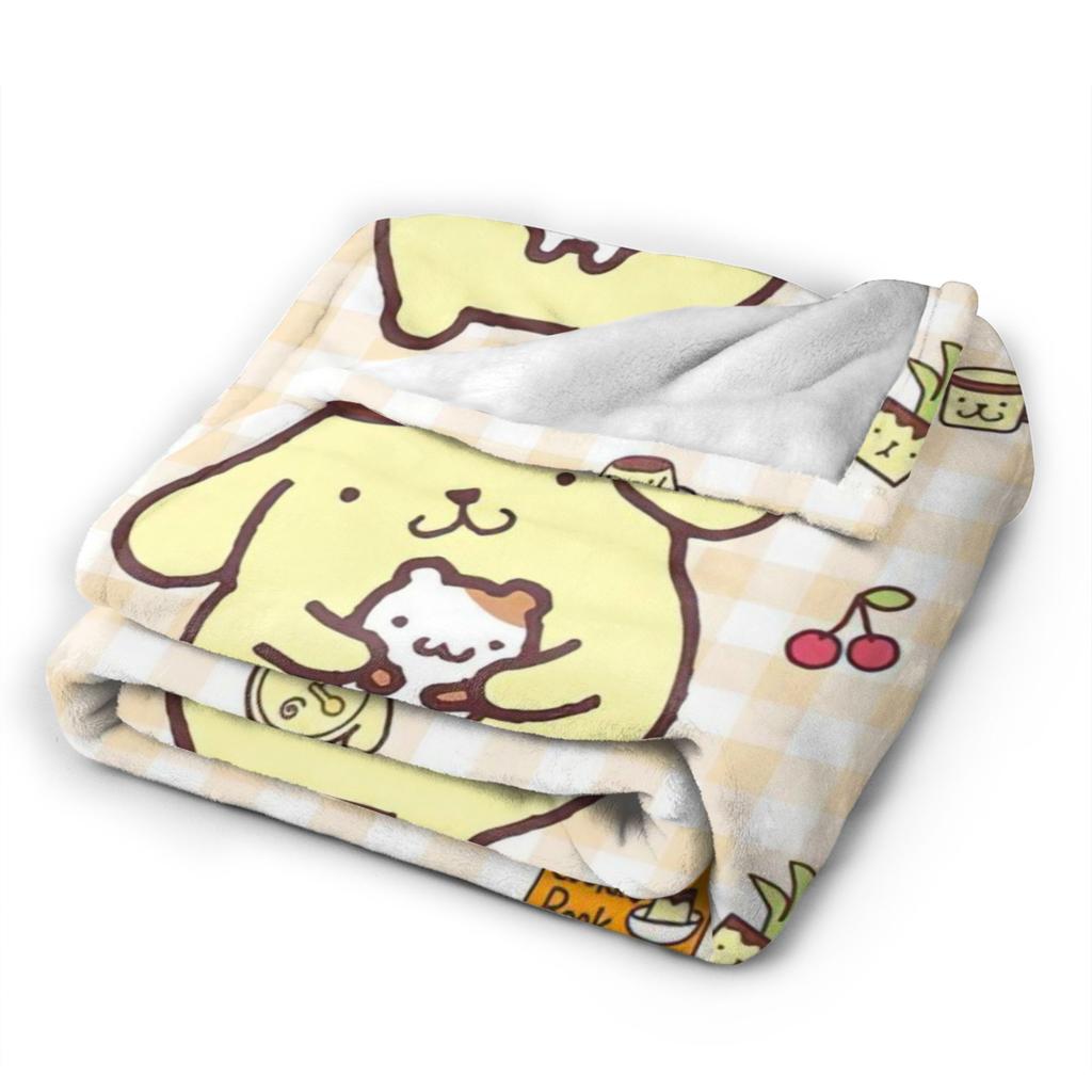 Cartoon Pom Pom Purin Plüschdecke Lustige Überwurfdecke für Zuhause Hotel Sofa 150*125cm Steppdecke,