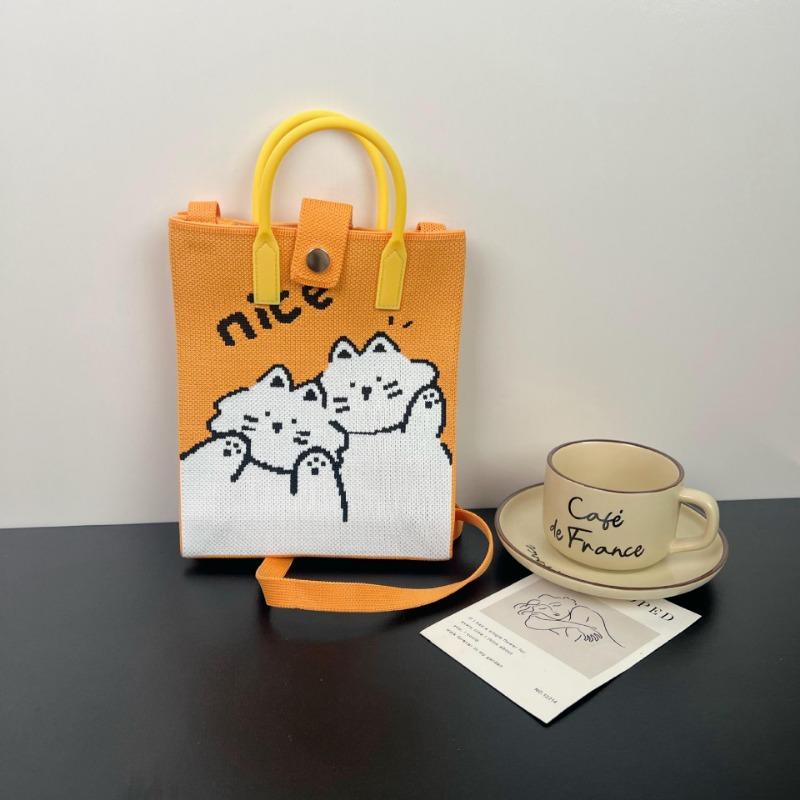New large-capacity knitted bag, mobile phone bag, niche shoulder messenger bag, high-end, cartoon fashion handbag.