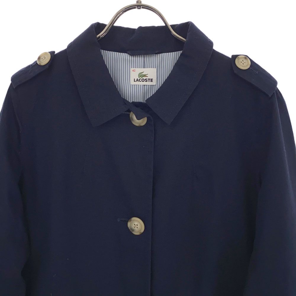 LACOSTE Long sleeve Stainless collar coat 42 Navy Women Used