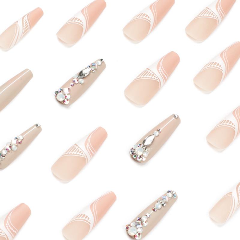 Nail art piece Rhinestone long ballet wearing nail finished long nail art wearing nail piece nails