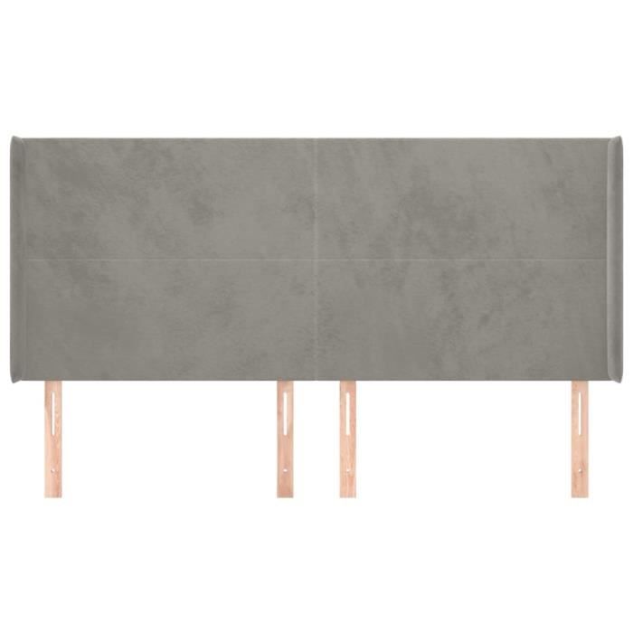 VidaXL Tête de lit avec oreilles Gris clair 183x16x118-128 cm Velours3119360