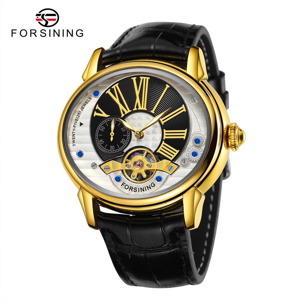 Forsining New Top Men's Watch Fashion Hollow Creative Dial Flywheel Automatic Mechanical Watch