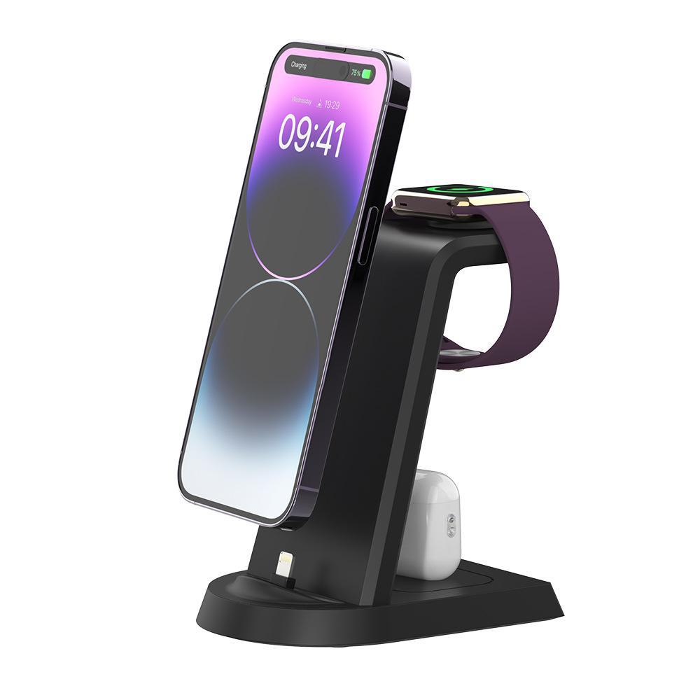 Univerzális 3 az 1-ben vezeték nélküli töltő Apple-hez: Gyorstöltés iPhone-okhoz, órákhoz és fülhallgatókhoz