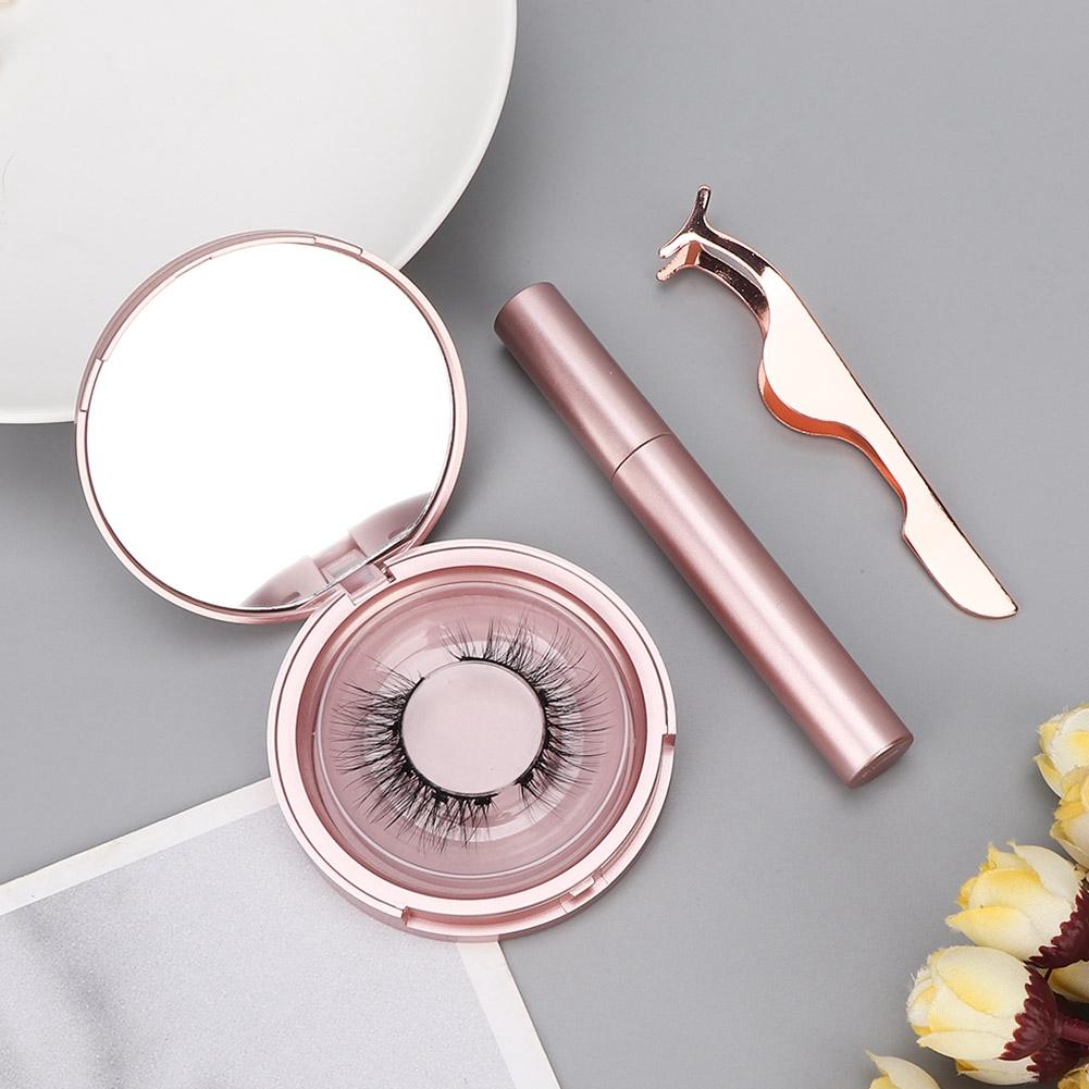 Round Tube Magnetic Liquid Natural False Eyelashes Lashes Tweezers Kit Cosmetic 001#
