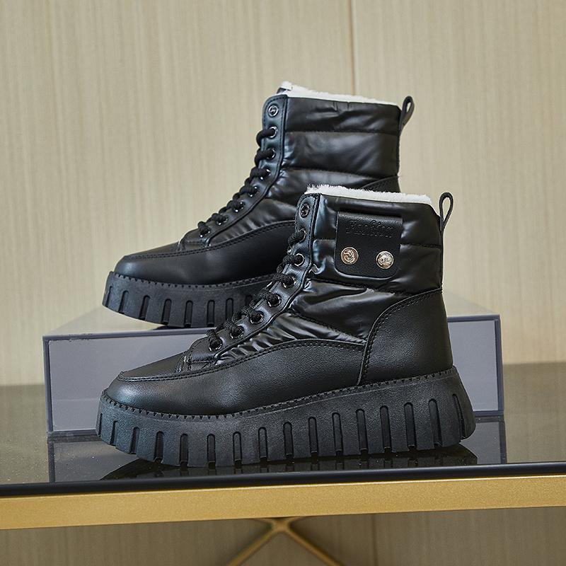 

Модные женские короткие ботинки на толстой подошве 2024 года, зимняя новая высокопрочная женская обувь, простая повседневная 40 чёрный